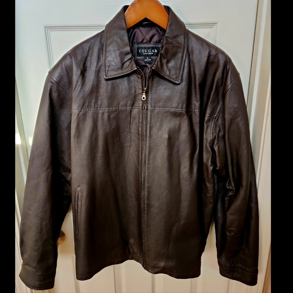 Cougar XL brown leather bomber jacket